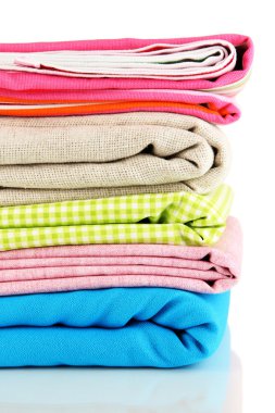 farklı kumaşlar üzerine beyaz izole yığını