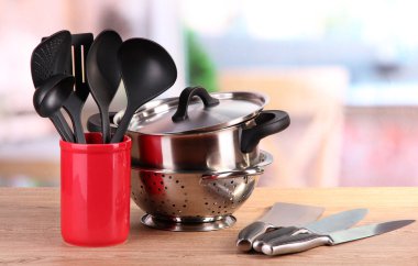 kitchen tools on table in kitchen clipart