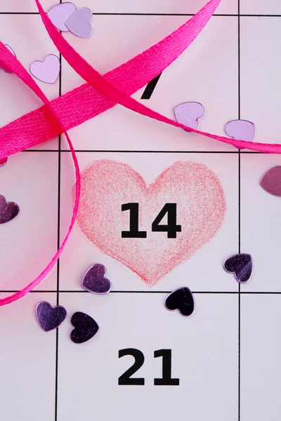 Notas sobre el calendario (día de San Valentín), primer plano —  Fotos de Stock
