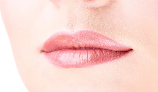 Hermoso maquillaje de labios brillantes, de cerca — Foto de Stock