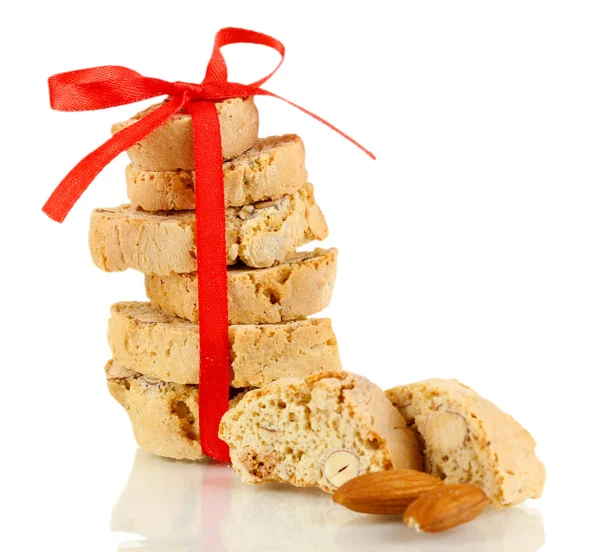 Aromatische cookies cantuccini geïsoleerd op wit — Stockfoto