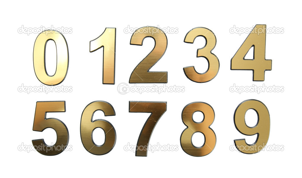 Golden numbers, isolated on white