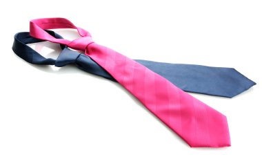 pembe ve mavi kravat üzerinde beyaz izole