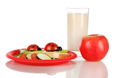 gıda üzerine beyaz izole çocuklar için eğlenceli