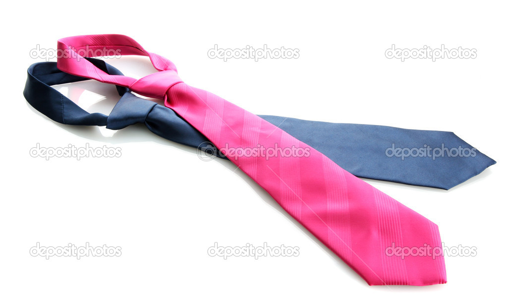 pink and blue tie isolated on white