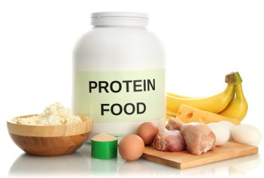 jar gıda üzerine beyaz izole protein ve protein tozu