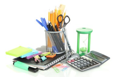 okul ve ofis malzemeleri izole üzerinde beyaz