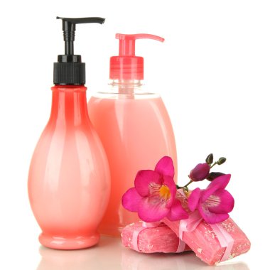 beyaz izole ve el yapımı Sıvı sabunlar