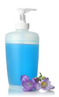 şişe ile üzerine beyaz izole sıvı sabun