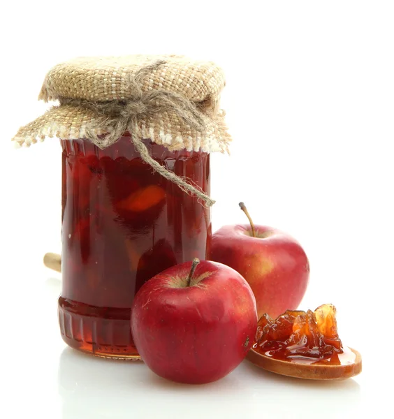 Tasty homemade jam, isolated on white — Stock Photo, Image