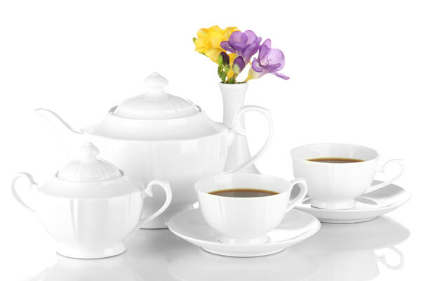 Beautiful tea service, isolated on white