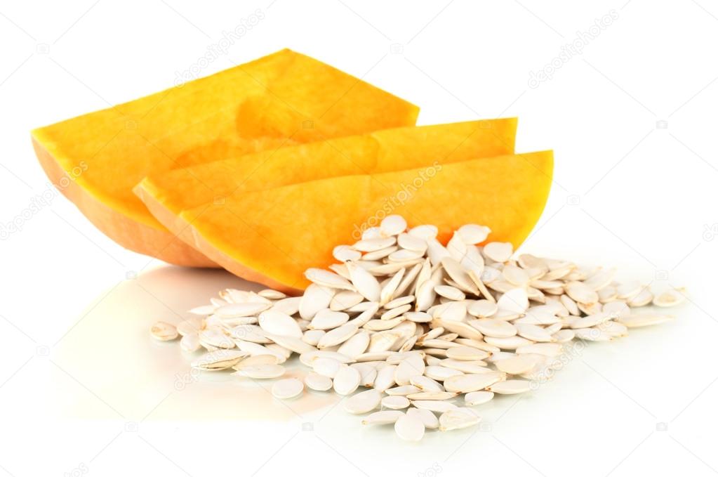 Pumpkin seeds isolated on the white