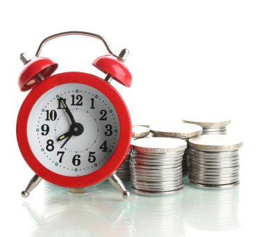 sikke üzerinde beyaz izole ile çalar saat