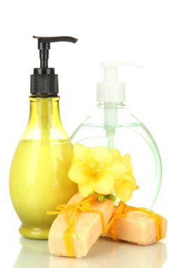 beyaz izole ve el yapımı Sıvı sabunlar