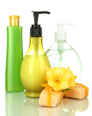 beyaz izole ve el yapımı Sıvı sabunlar