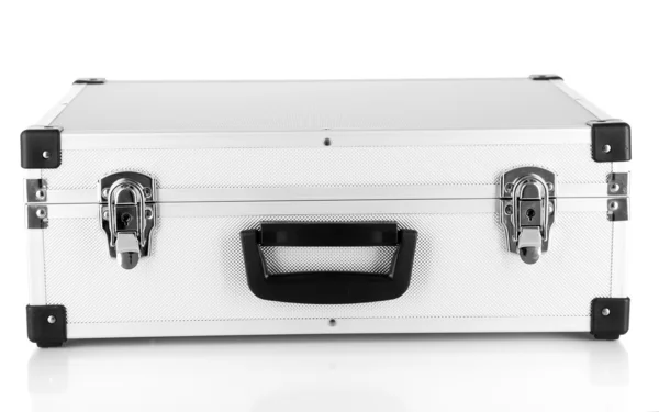 Закрытый серебряный ящик, изолированный на белом — стоковое фото
