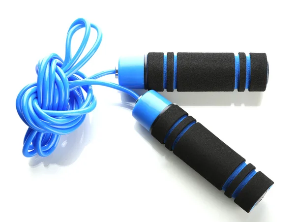 Blue skipping rope, isolated on white — Stock Photo, Image