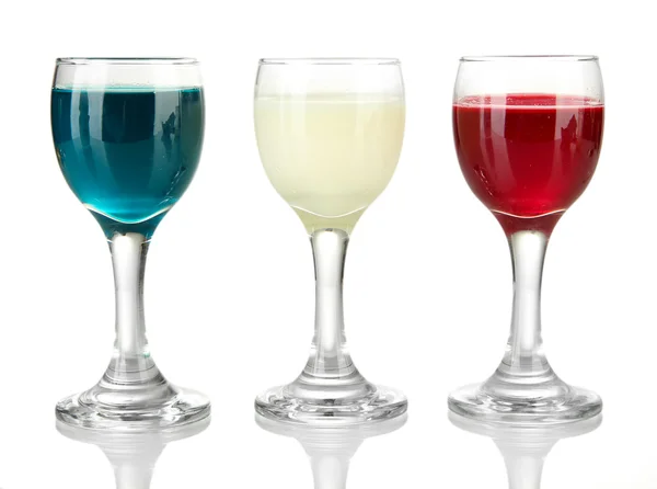 Tasty color liquors, isolated on white — Stock Photo, Image