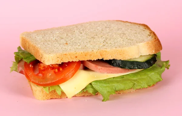 Sandwich on pink background — Stock Photo, Image