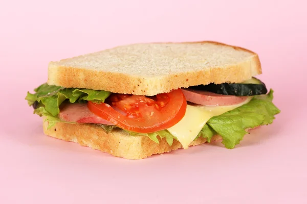 Sandwich on pink background — Stock Photo, Image