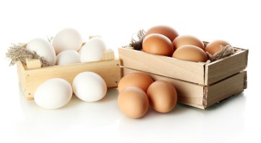 fazla yumurta üzerinde beyaz izole kutuları
