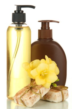 beyaz izole ve el yapımı Sıvı sabunlar