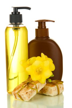 beyaz izole ve el yapımı Sıvı sabunlar