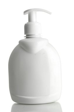 şişe ile üzerine beyaz izole sıvı sabun
