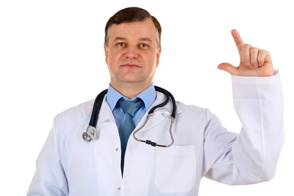 Медичний лікар зі стетоскопом ізольований на білому — стокове фото