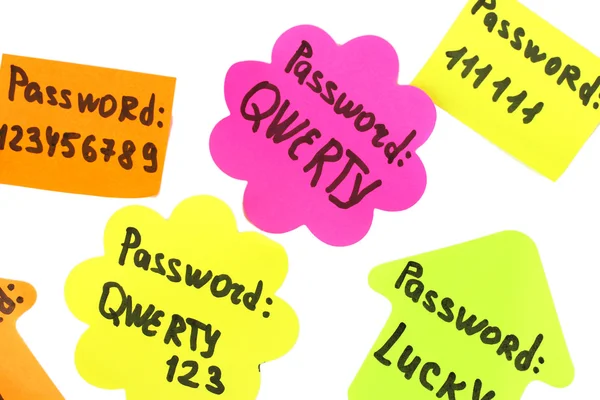 Password's reminders isolated on white — Stock Photo, Image