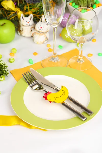 Húsvéti asztali közelről szolgáló — Stock Fotó