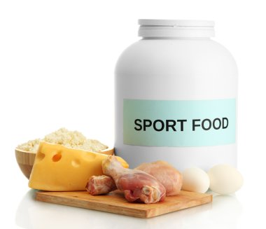 jar gıda üzerine beyaz izole protein ve protein tozu