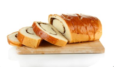 somun ile üzerine beyaz izole kesme tahtası üzerinde haşhaş tohumu