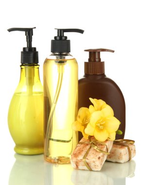 beyaz izole ve el yapımı Sıvı sabunlar