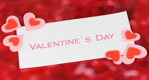 Greeting card for Valentine's Day on red background — Stock Photo, Image