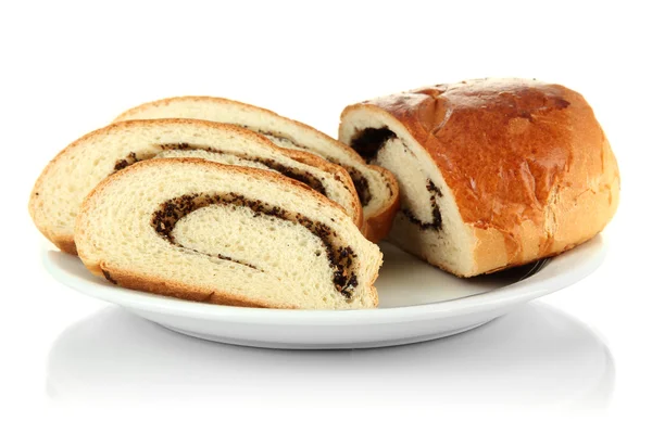 Brood met maanzaad op Kleurplaat, geïsoleerd op wit — Stockfoto
