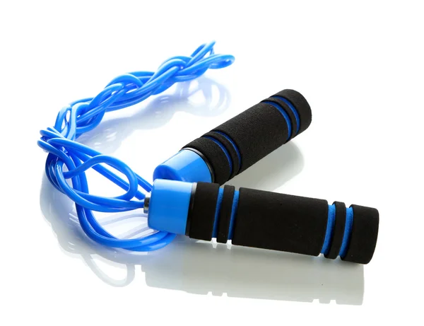 Azul pulando corda, isolado em branco — Fotografia de Stock
