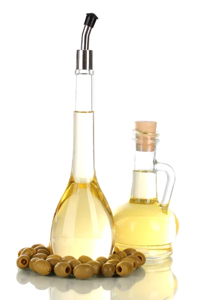 Różne rodzaje oliwy z oliwek na białym tle — Zdjęcie stockowe