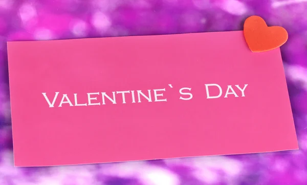 Greeting card for Valentine's Day on purple background — Stock Photo, Image