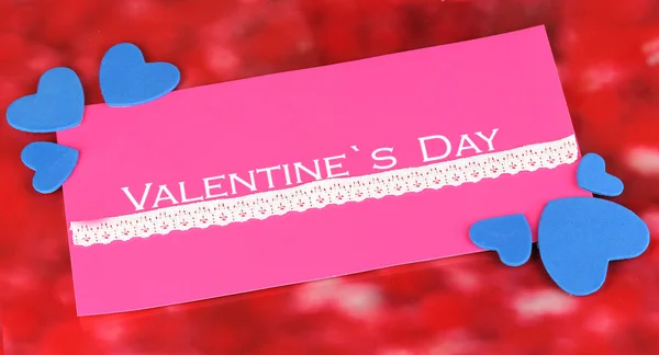 Greeting card for Valentine's Day on red background — Stock Photo, Image