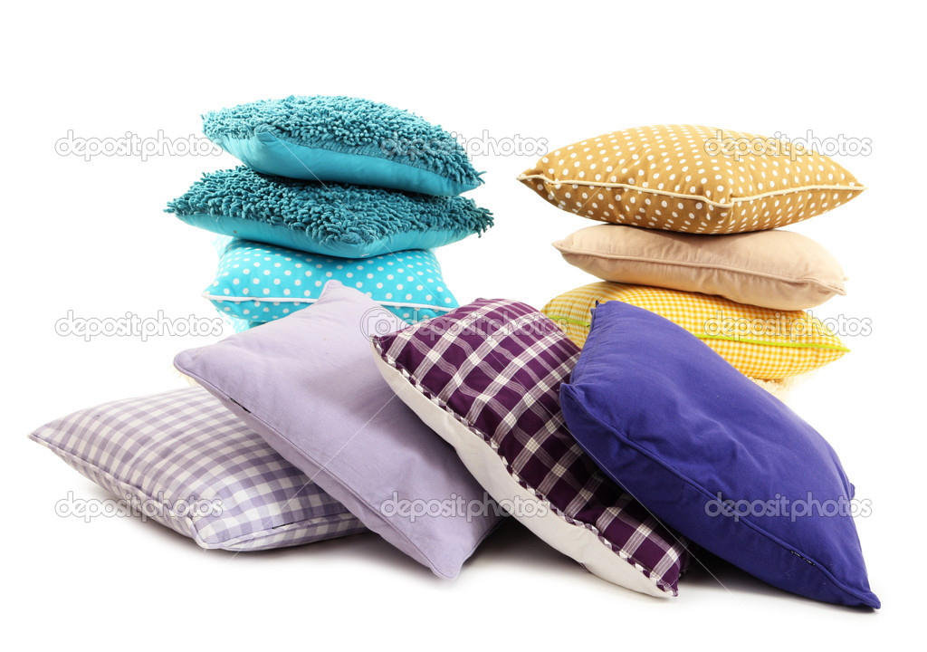 Hills colorful pillows isolated on white