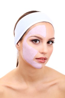 Kil yüz maskesi, beyaz izole olan kadın