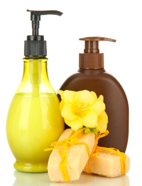 beyaz izole ve el yapımı Sıvı sabunlar