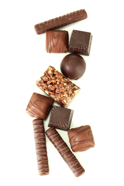 Czekoladowe słodkości na białym tle — Zdjęcie stockowe