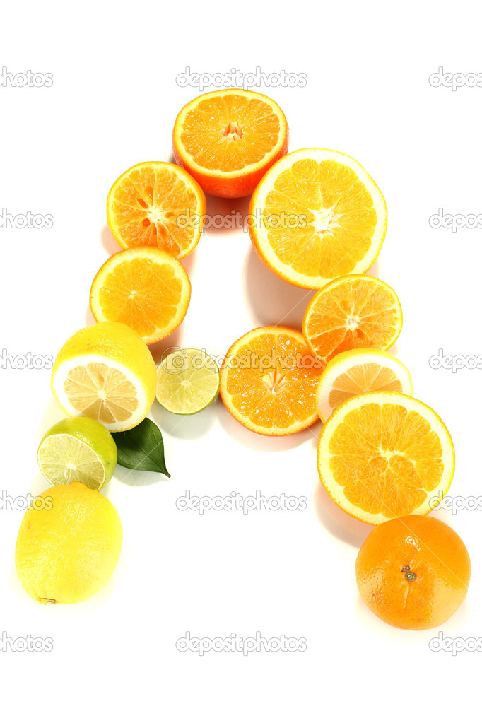 Vitamin A posted products which contain it isolated on white