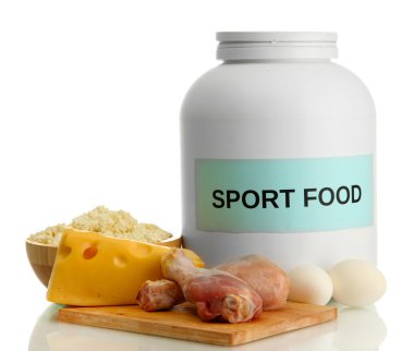 jar gıda üzerine beyaz izole protein ve protein tozu