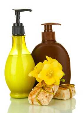 beyaz izole ve el yapımı Sıvı sabunlar