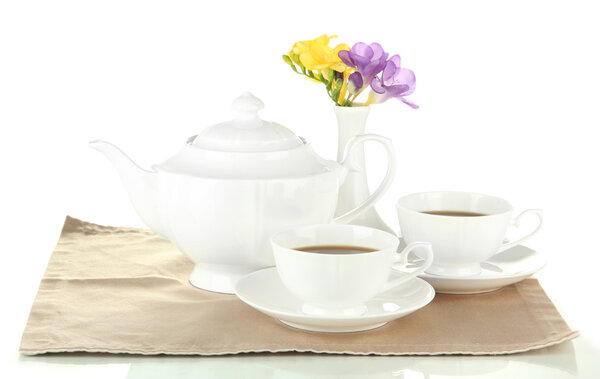 Beautiful tea service, isolated on white