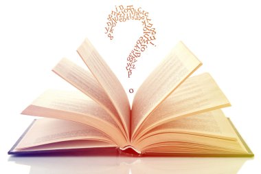 Bunun üzerine beyaz izole dışında uçan harfler ile açık kitap