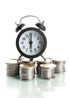 sikke üzerinde beyaz izole ile çalar saat